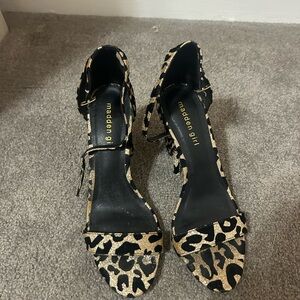 Madden Girl Women's Black and Gold Heeled Sandals